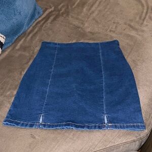SHEIN Blue Denim Mini Skirt - Front Seam A-Line